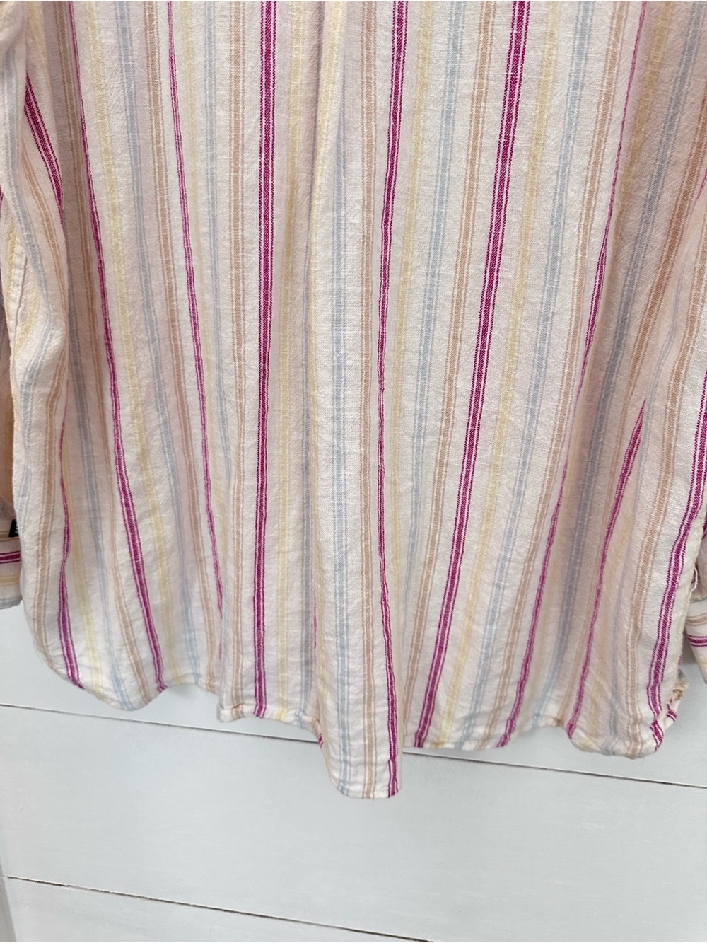 Gap Vintage Y2K XL Linen blend stripe corpcore classic coastal button down top - Picture 14 of 15